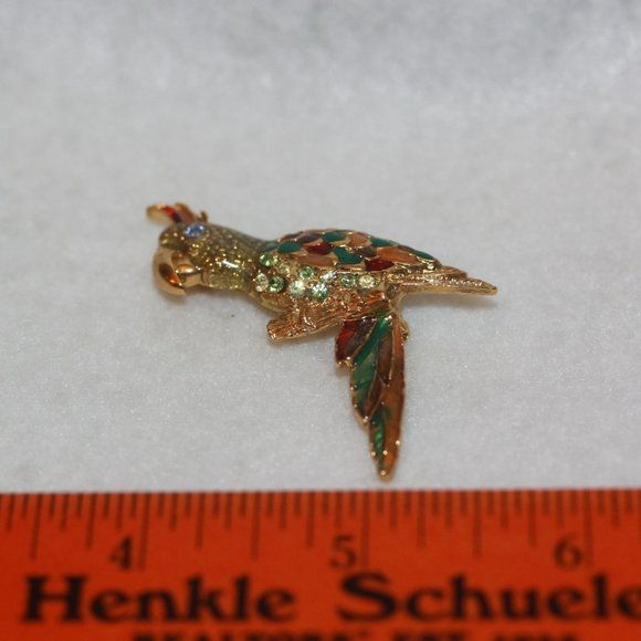 Parrot Brooch enamel & Rhinestone Gold Tone - Picture 4 of 4